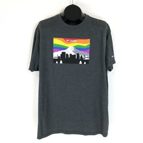 Columbia Rainbow T-shirt Men's XXL Gray Short Sleeve Portland Cotton Blend - Picture 1 of 11